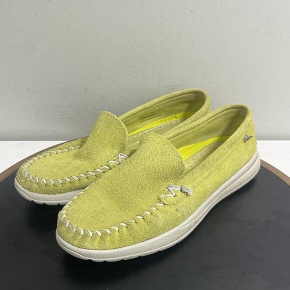 Minnetonka Shoes Womens Size 8 Yellow Suede Slip On Moccasins Comfort Loafers - Picture 4 of 11